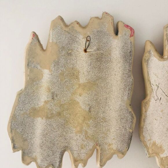 2 Floral Chalkware 3-D Wall Hangings MCM Hand Painted Gold Mid-Century Decor - Picture 10 of 10